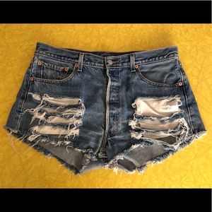 Distressed High Rise Levi’s 501 Jean Shorts